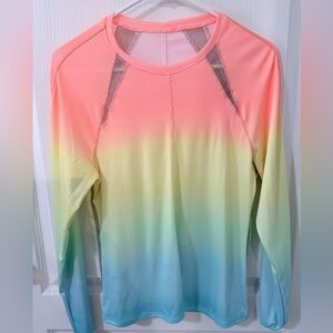 Lucky in Love Coral and Aqua Gradient Long Sleeve Top